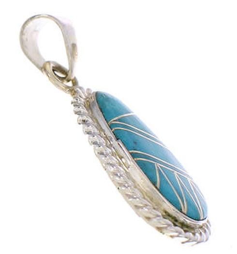 Southwest Sterling Silver Turquoise Inlay Pendant Jewelry PX29552
